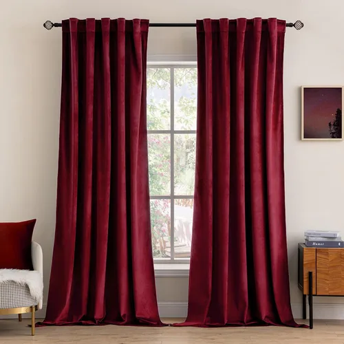Miniatura 18 de MIULEE Cortinas de terciopelo de 84 pulgadas de largo, juego de 2 paneles para dormitorio, con pestaña trasera plisada, de lujo, aislamiento