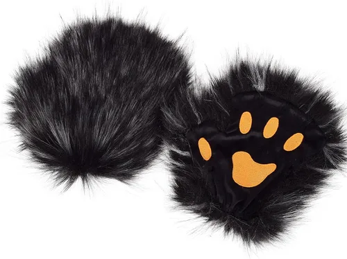Miniatura 68 de Guantes de garra para disfraz de Halloween, medio dedo, lobo, oso, gato, guantes, guantes de piel sintética para mascarada, cosplay, utilería de mano