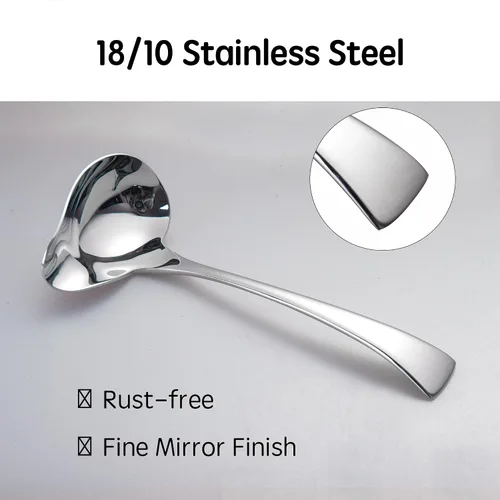 Miniatura 2 de IMEEA Cucharón pequeño para salsa con boquilla de vertido de acero inoxidable 18/10 Cuchara para rociar salsa, 7 pulgadas