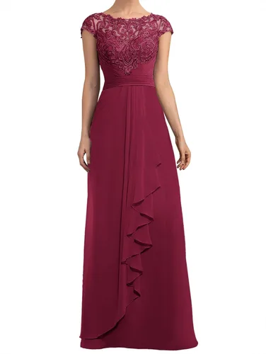 Miniatura 4 de Mother of The Bride Dress Cap Sleeve Long Party Dresses Women's Scoop Neck Prom Dresses Formal Gowns