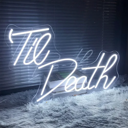 Miniatura 8 de Letreros de neón Til Death, acrílico transparente con atenuador, letreros luminosos para decoración de interiores y dormitorio, pared, bar, fiesta