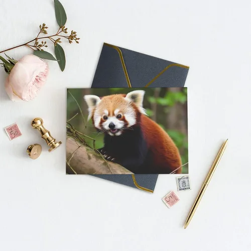 Miniatura 4 de Tarjetas de felicitación con sobres, tarjeta de felicitación con sobres, tarjeta de felicitación de Little Panda rojo en blanco para todas
