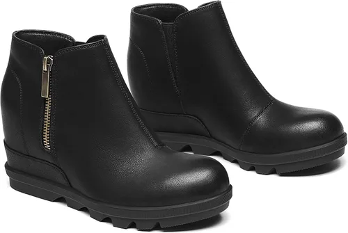 Miniatura 5 de Athlefit Women's Wedge Ankle Boots Fashion Side Zipper Hidden Leather Wedge Booties
