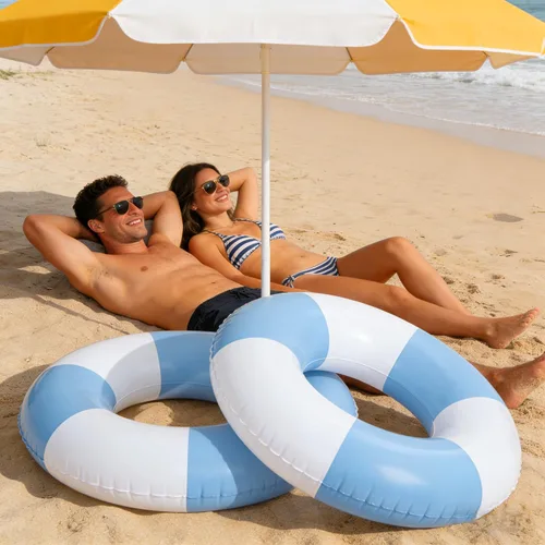 Miniatura 5 de 4 flotadores inflables para piscina, anillos de natación de 35 pulgadas, tubo interior grande, anillos de natación, tumbona de piscina, flotador
