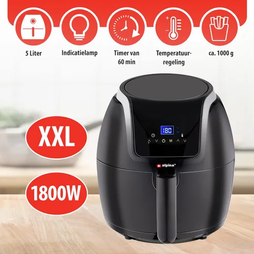 Miniatura 3 de alpina Air Fryer Oil Free Deep Fryer 5 Litre Electric Deep Fryer with Non-Stick Coating Digital Touch Screen 7-8 People