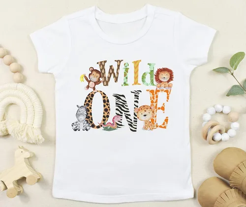 Miniatura 4 de Wild One - Traje de primer cumpleaños – Body o camisa de animales de zoológico, ropa de fiesta temática de safari para niños y niñas
