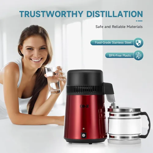 Miniatura 3 de CO-Z Destilador de Agua, Máquina de Destilación de Agua Pura de Acero Inoxidable para Encimera de Mesa, Escritorio, Máquina de Fabricación de Agua