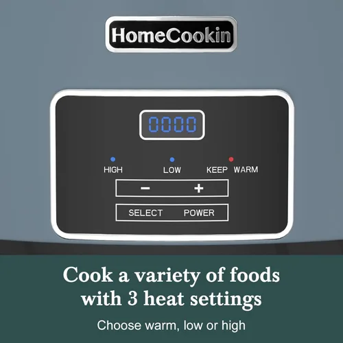 Miniatura 2 de HOMECOOKIN Olla de cocción lenta programable de 8 cuartos con temporizador y función mantener caliente - Pequeño electrodoméstico de cocina