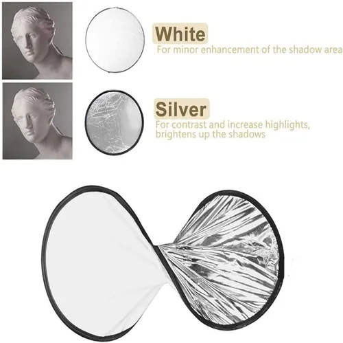 Miniatura 5 de Reflectores de iluminación 2 en 1 Ronda Plegable Portátil 30cm/12inch Cámara Foto Reflector Difusor para Fotografía Reflector Retrato Naturaleza
