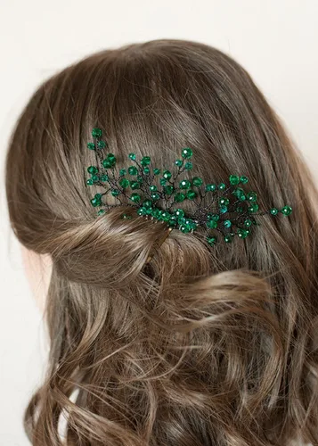 Mujeres nupciales verdes vintage boda fiesta cristal Rhinestone Vintage pelo peine accesorios para el cabello
