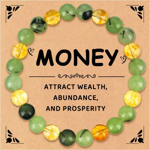 Miniatura 8 de Money Wealth Success Pulsera de protección para hombres y mujeres, 0.315 in, piedra natural, jade y citrino, ágata de la suerte, pulsera
