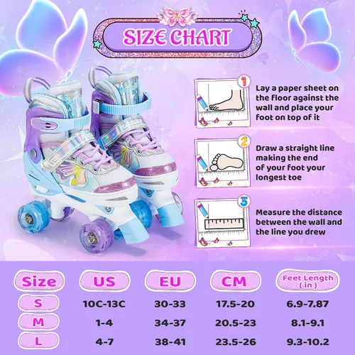 Miniatura 2 de Patines para niñas y niños, 4 tamaños ajustables para niños pequeños y jóvenes con todas las ruedas iluminadas, patines para niños principiantes