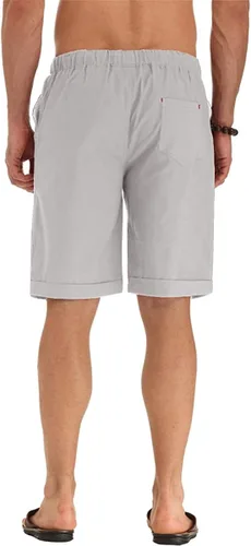 Miniatura 4 de Sailwind Pantalones cortos de lino para hombre, estilo casual, con cordón, para playa