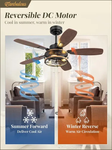 Miniatura 6 de Fanbulous - Ventilador de techo de granja con luz y control remoto, ventiladores de techo industriales enjaulados con motor reversible de 6 Negro