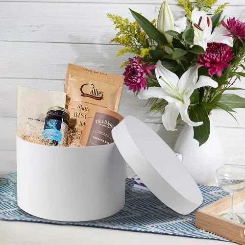 Miniatura 4 de Briful Cajas de regalo redondas con tapas, juego de 4 cajas de regalo blancas de varios tamaños, cajas de regalo para regalos de cumpleaños, dama