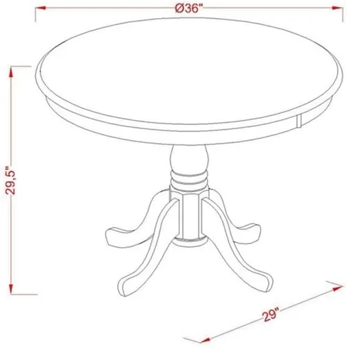 Miniatura 3 de East West Furniture ANT-ABK-TP Mesa de Comedor Antigua - una Mesa Redonda de Cocina con Superficie/Tablero y Base de Pedestal, 36x36 Pulgadas, Negro