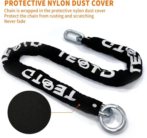 Miniatura 8 de Candado de cadena antirrobo de alta resistencia para motocicleta, 3 pies de largo, cadena de 0.394 in de grosor con cerradura de color brillante, 4