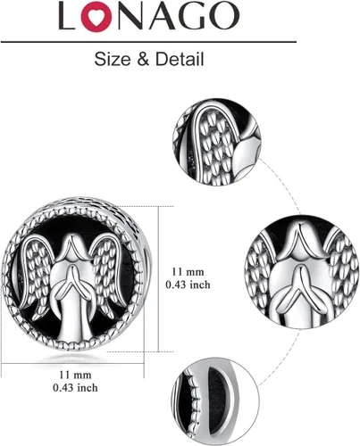 Miniatura 5 de LONAGO Abalorio de ángel de la guarda personalizado con foto para pulsera, para cualquier familia humana, mascotas, gatos, regalo para mujeres