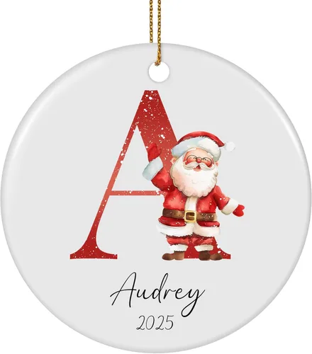 Miniatura 25 de Paquete de 4 adornos de Navidad personalizados 2025 de cerámica personalizada con foto y texto para decoración de árbol de Navidad, primera Navidad