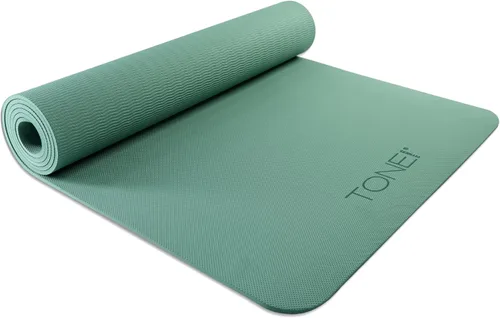 Miniatura 13 de TONE Fitness Esterilla de yoga antideslizante de 1/4 pulgadas de grosor para ejercicios y pilates para entrenamientos en casa con correa