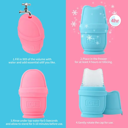 Miniatura 6 de 2 paquetes de rodillos de hielo para cara y cuerpo, cubitos de hielo de silicona para hinchazón, alivio del dolor, terapia de frío, moldes