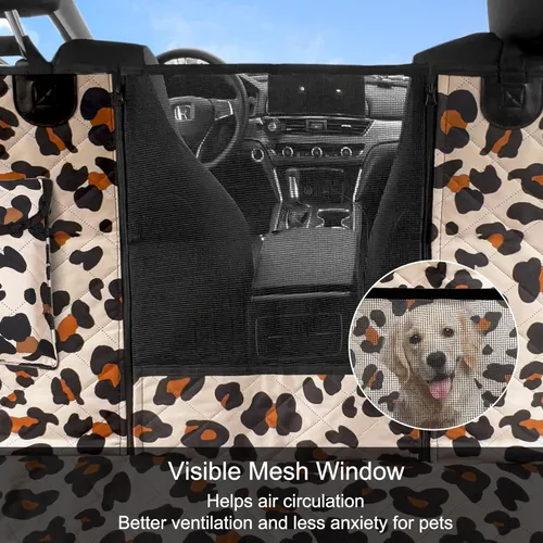 Miniatura 4 de Femuar Funda de asiento de coche para perro, impermeable, antideslizante, para asiento trasero con bolsillos de almacenamiento, ventana visual
