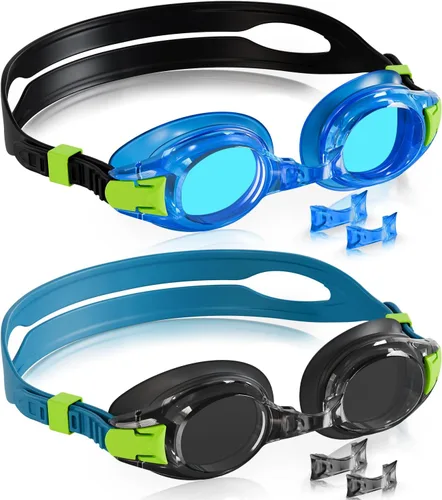 Miniatura 10 de Aegend - Paquete de 2 gafas para niños, gafas de natación para niños de 4 a 16 años, niños y niñas jóvenes, gafas de piscina antivaho, impermeables