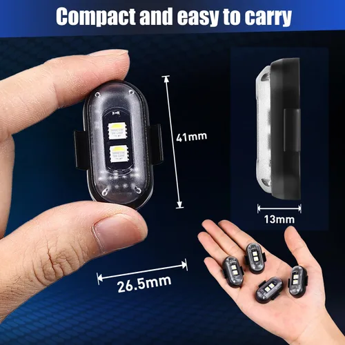 Miniatura 8 de 6 piezas de luces estroboscópicas LED inalámbricas con mando a distancia, 8 colores IP65 impermeables anticolisión, luz estroboscópica LED con carga