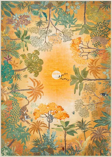 Miniatura 8 de Lahome Alfombra de Otoño Selva 5 x 7 pies para sala de estar y dormitorio, lavable a máquina, alfombra suave de atardecer para niños para sala