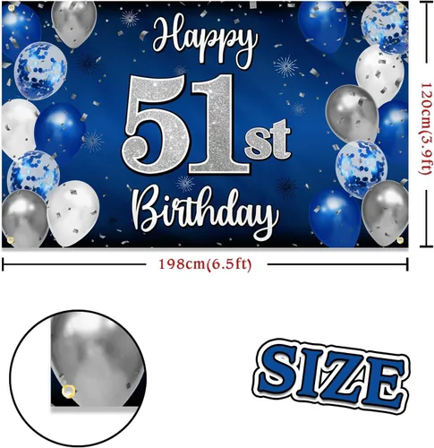 Miniatura 307 de Decoración de feliz cumpleaños 35, globo azul y plateado de 35 años, cartel grande de telón de fondo de cumpleaños, suministros para fiesta de 35th