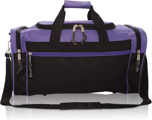 Miniatura 2 de DALIX - Bolsa deportiva para gimnasio y viajar de 19pulgadas, color negro, rojo, rosa, morado, azul marino, gris y azul, Púrpura), DF-019-Purple