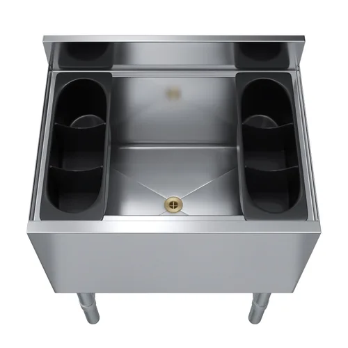 Miniatura 8 de AmGood 18.5 in. x 24 in. Cubo de hielo debajo de la barra con tapa deslizante NSF Baúl de hielo de acero inoxidable con tapa deslizante