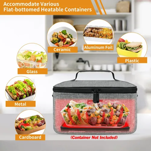 Miniatura 6 de Horno portátil Calentador de alimentos portátil de 110 V Mini lonchera eléctrica con microondas portátil para cocinar y recalentar alimentos
