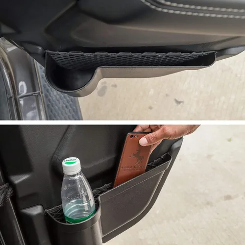 Miniatura 4 de JeCar Caja organizadora de almacenamiento de bolsillo para puerta trasera compatible con Jeep Wrangler 2018-2023 JL de 4 puertas, repuesto de red
