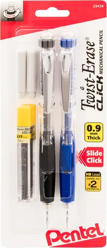 Miniatura 2 de Lápiz automático Pentel Twist Erase Click con 2 borradores de repuesto y minas, 0.01 pulgadas, barriles surtidos, Variados