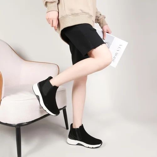 Miniatura 6 de DASENGYE Botas Chelsea de ante antideslizantes para mujer, botines elásticos de moda, cómodos, sin talón, zapatos para caminar para mujer