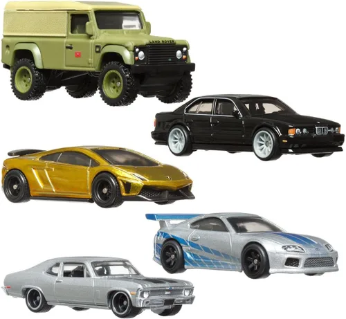 Miniatura 2 de Hot Wheels Fast & Furious Premium - Paquete de 5 unidades 2023 (HNW46‑956D) Toyota Supra, Land Rover Defender, Chevy Nova SS, BMW M5 y Lamborghini