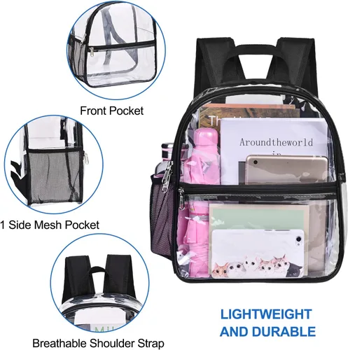 Miniatura 7 de USPECLARE Clear Backpack for Stadium Approved 12×6×12, Water proof Clear Bag for Stadium Events and Concert Work Sport EventBlack