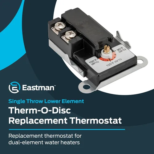 Miniatura 2 de Eastman 60170N Termostato de elemento inferior de tiro único para calentadores de agua, negro