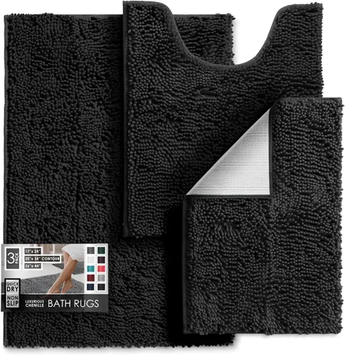 Miniatura 13 de Hearth & Harbor Alfombras de baño, tapete de baño de chenilla - Alfombras de baño lavables a máquina para baño con respaldo antideslizante de goma