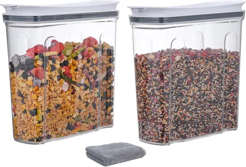 Miniatura 11 de Set de envases herméticos para cereales FreshKeeper, contenedor de almacenamiento de alimentos con tapa 4L/135.2oz, 2 piezas, envases de plástico
