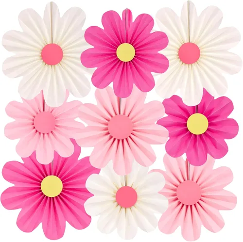 Miniatura 23 de SUNBEAUTY Abanicos de papel dorados y negros para fondo de fiesta de té, boda, primavera, cumpleaños, aula, baby shower, Halloween, decoración