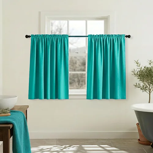 Miniatura 10 de Mrs.Naturall - Cortinas opacas cortas beige para ventanas pequeñas de 18x24 pulgadas de largo