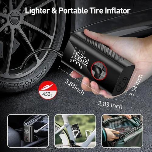 Miniatura 5 de Inflador de Neumáticos Compresor de Aire Portátil - Bomba de Aire Inalámbrica para Neumáticos de Coche - Inflador de Neumáticos Portátil de 150PSI