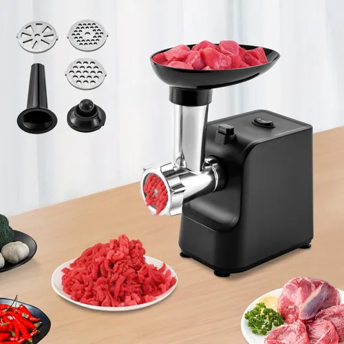 Miniatura 4 de Picadora de carne, molinillo eléctrico de 1000 W para carne con accesorios, máquina para hacer salchichas de acero inoxidable, kit de Kubbe con 3