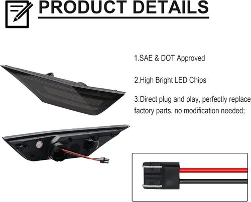 Miniatura 5 de Luces de señal de giro LED secuenciales delanteras de reemplazo para Civic Coupe/Hatchback/Sedan 2016-2021, luz de marcador lateral dinámica