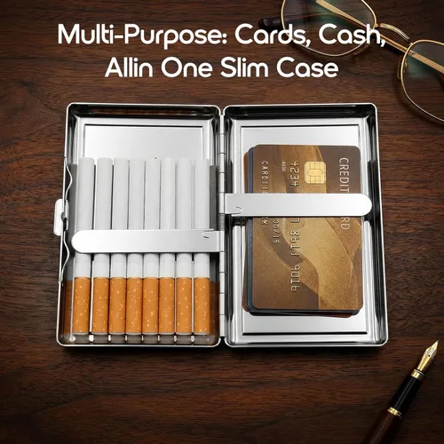 Miniatura 2 de Cartera de metal con diseño Art Deco de estilo vintage versátil para tarjetas y dinero en efectivo, con capacidad para tarjetas de crédito, tarjetas