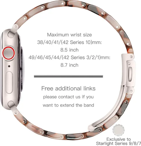 Miniatura 4 de YGTIECS Starlight - Correas para Apple Watch para mujer de 1.929 in 1.811 in 1.772 in 1.732 in 1.654 in 1.614 in 1.575 in 1.496 in, súper ligeras
