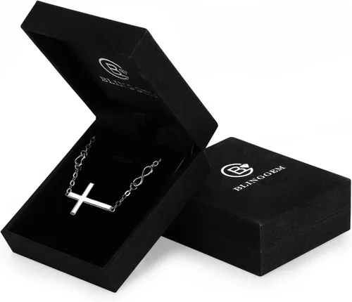 Miniatura 7 de BlingGem - Pulsera de plata esterlina 925, diseño de cruz, símbolo de buena fe, infinito clásico, religioso, multiuso, para mujer, adolescentes
