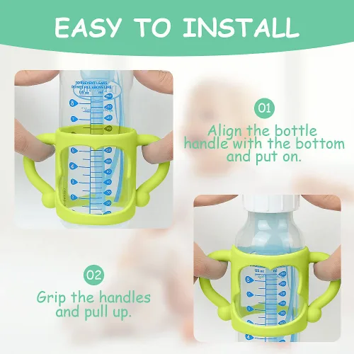 Miniatura 5 de Aolso Asas de silicona para biberón, 2 asas de botella para botellas estrechas de Dr. Brown, asas de fácil agarre para sostener el biberón, asa